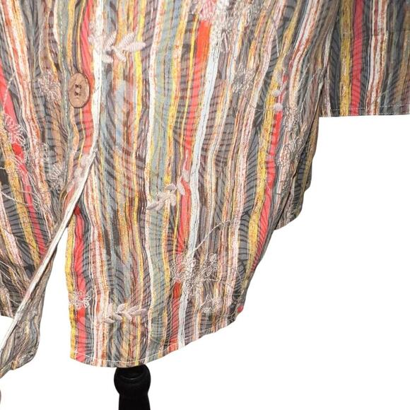 Multiples ladies M button front embroidered ruffle wire neck western Y2K blouse - Picture 5 of 9